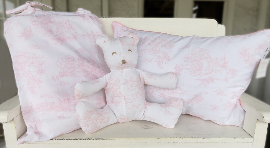 Sale Light Pink Quilt, Bear, Pillow