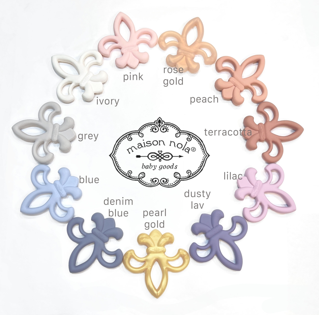 fleur de lis silicone teether