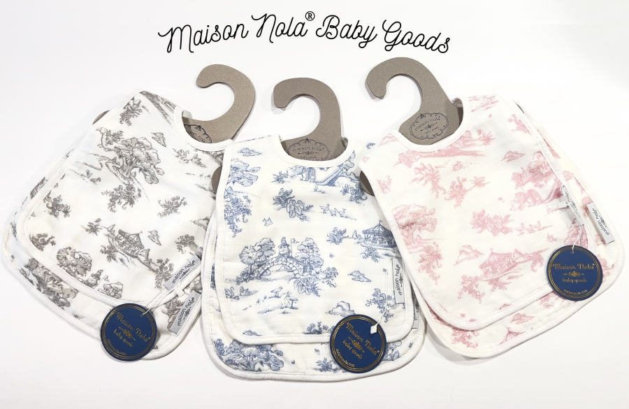 Storyland Toile Muslin Reversible Bib & Burp Set