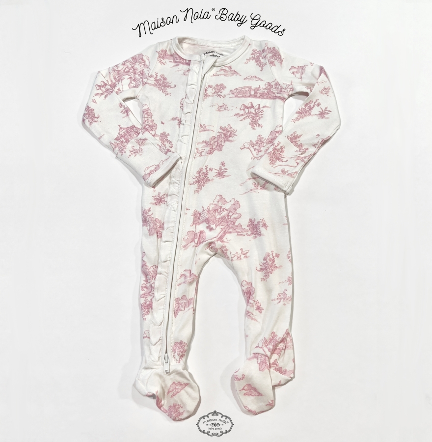 Storyland Toile Zipper Footie Pajama