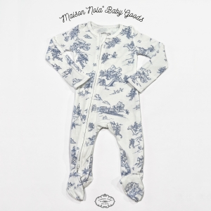 Storyland Toile Zipper Footie Pajama