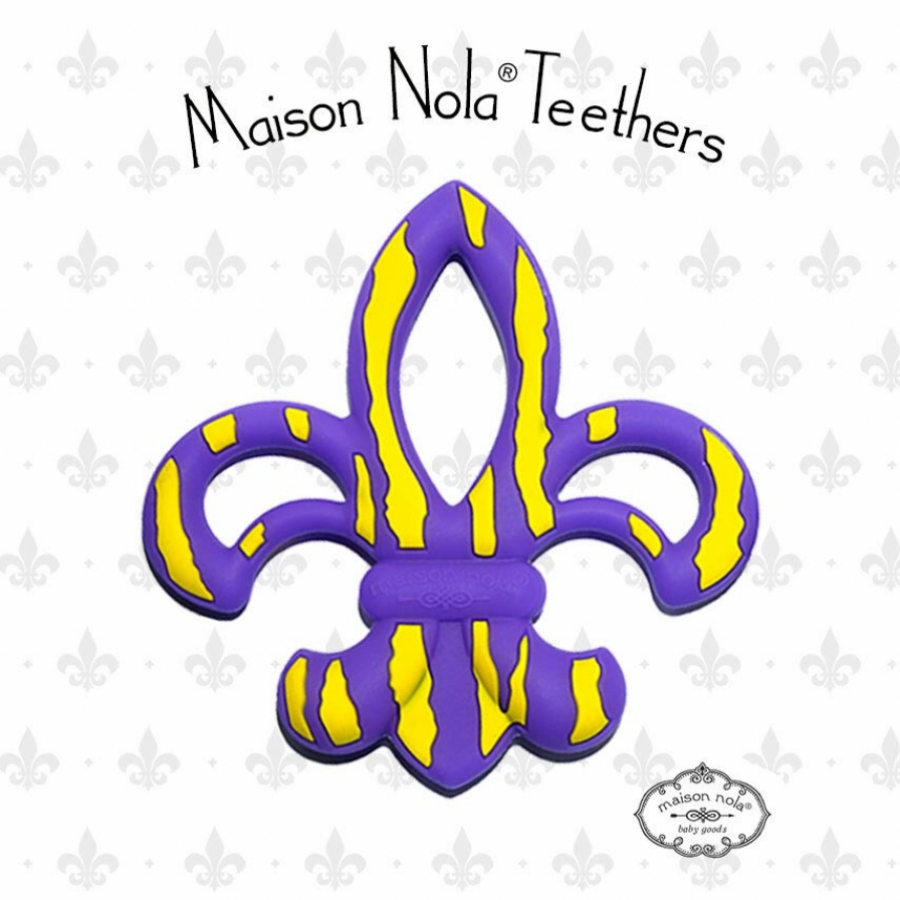 Tiger Fleur de Lis Silicone Teether