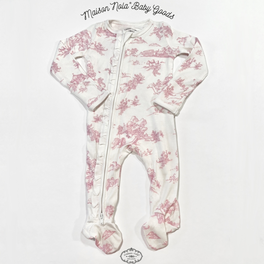 Storyland Toile Zipper Footie Pajama