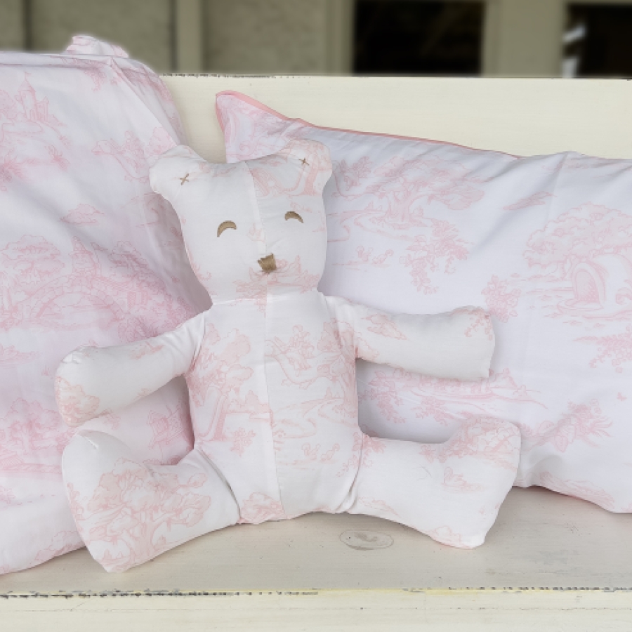 Sale Light Pink Quilt, Bear, Pillow